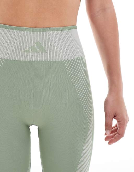 Asos Adidas Training Seamless 7/8 Leggings In Silver Green