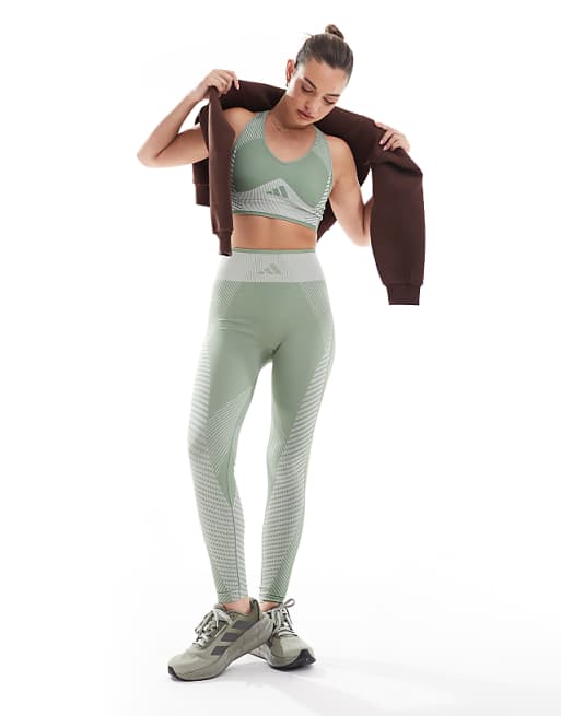 asos adidas Training seamless 7/8 leggings in silver green