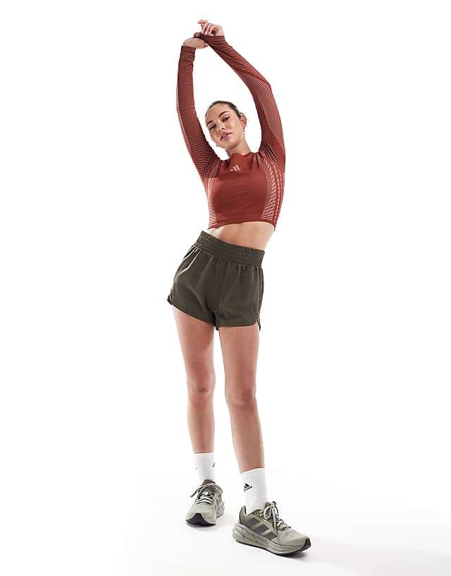 Asos Adidas Training Seamless Long Sleeve Crop Top In Burgundy