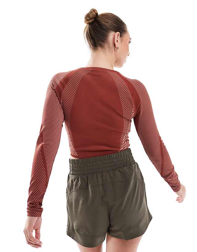 Asos Adidas Training Seamless Long Sleeve Crop Top In Burgundy