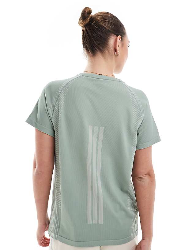 Asos Adidas Training Seamless T-shirt In Silver Green