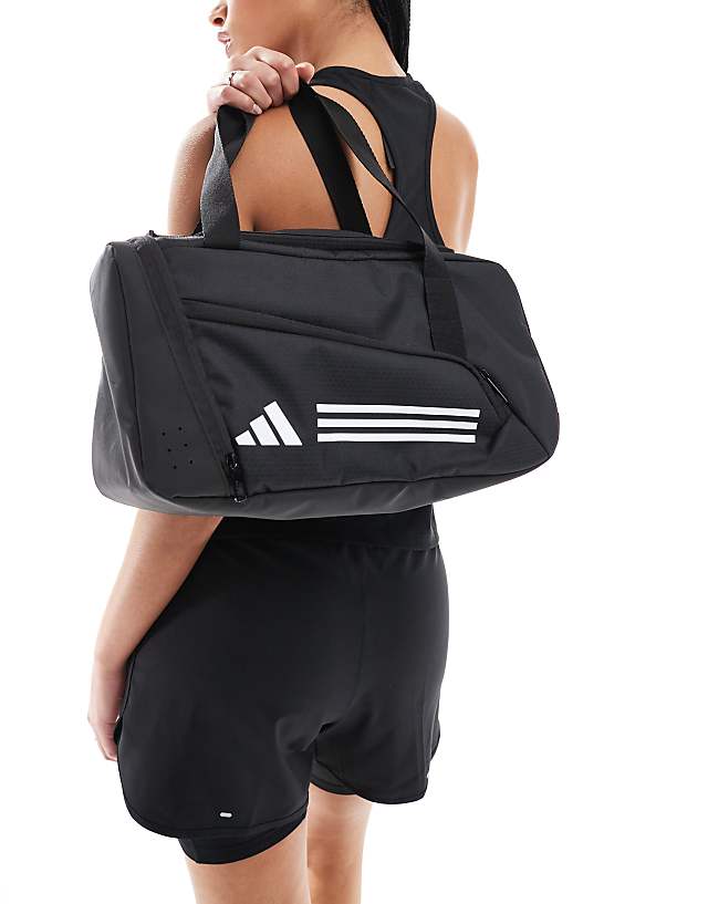 asos adidas Training small duffle bag in black and white