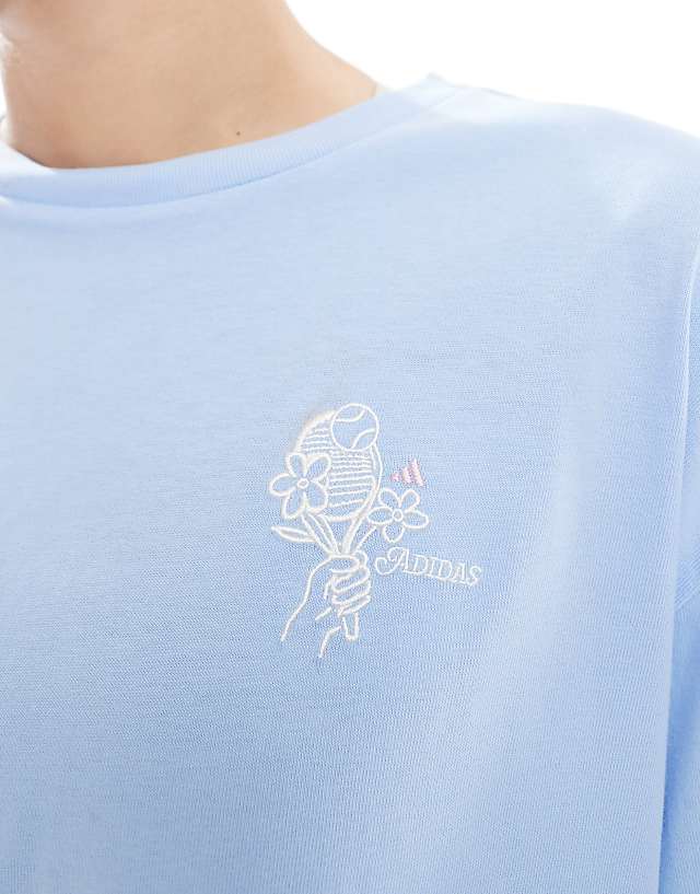 Asos Adidas Training Sportswear T-shirt With Graphic In Light Blue