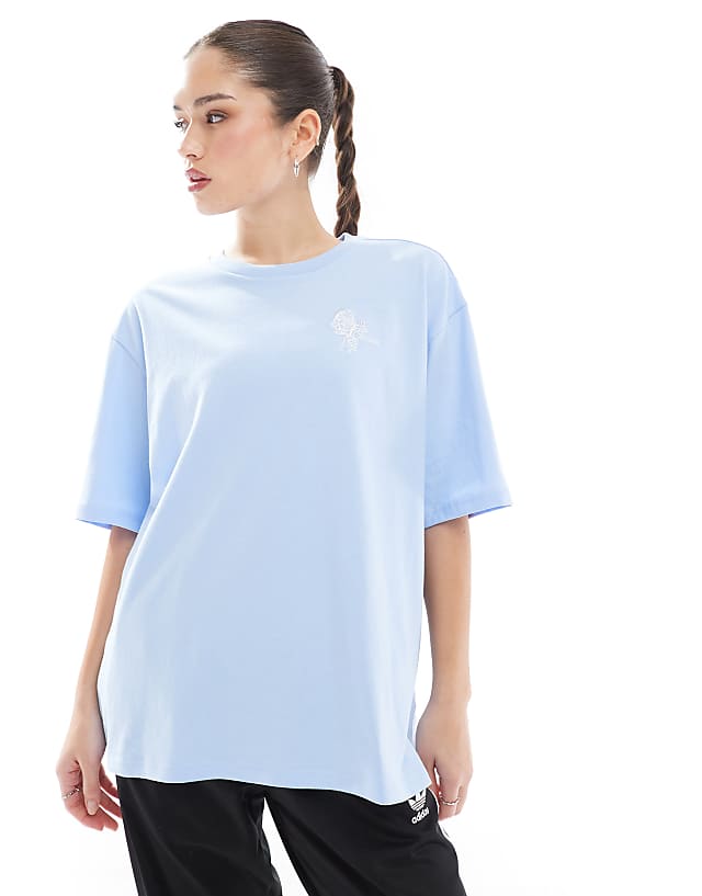 asos adidas Training sportswear t-shirt with graphic in light blue