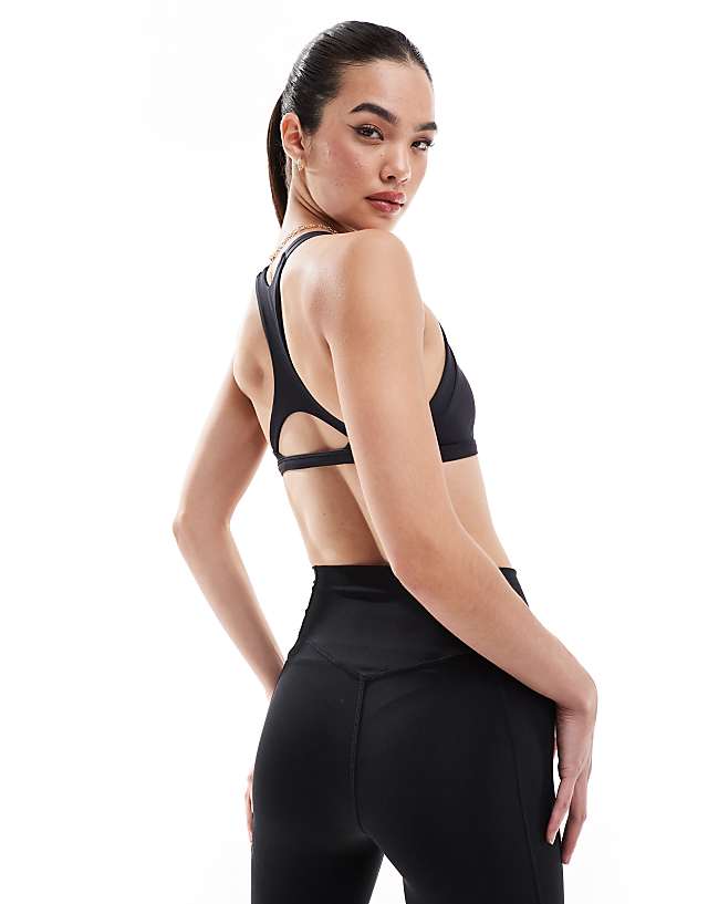Asos Adidas Training Strength Light Support Bra In Black