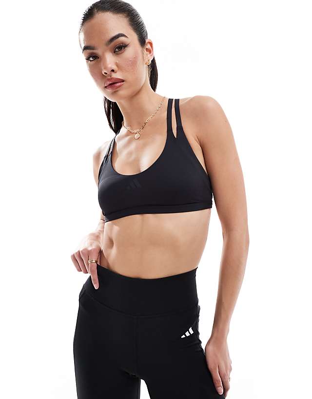 asos adidas Training Strength light support bra in black