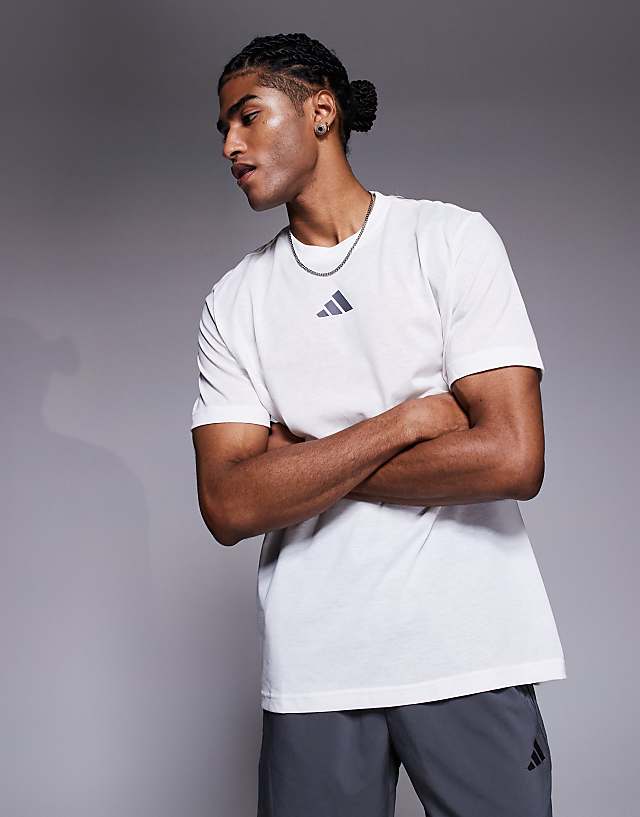 asos adidas Training t-shirt with progress back print in white