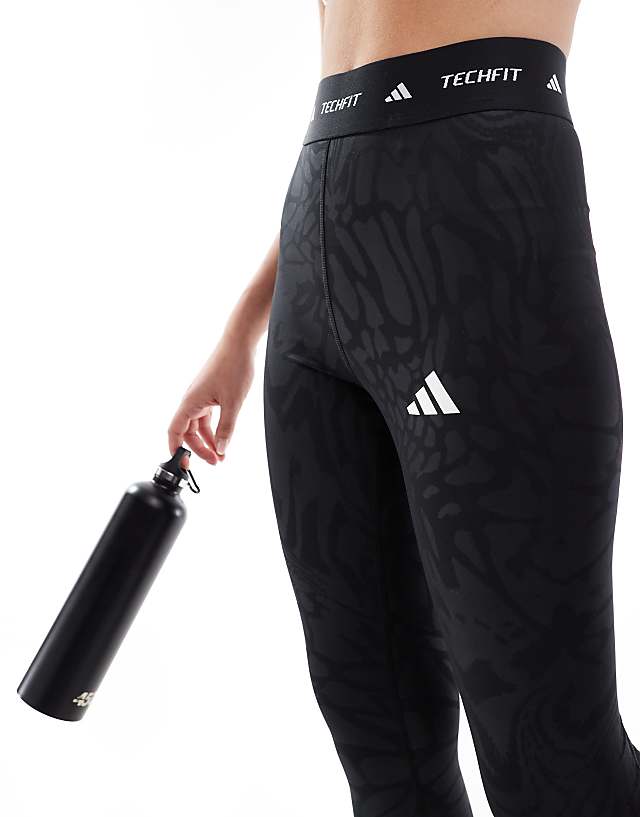 Asos Adidas Training Tech Fit 7/8 Leggings In Black Print