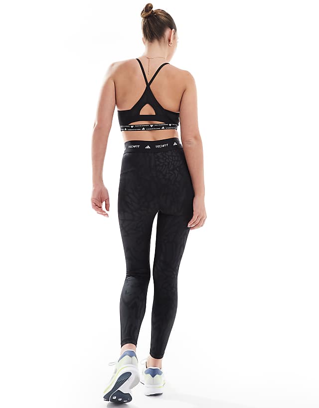 Asos Adidas Training Tech Fit 7/8 Leggings In Black Print