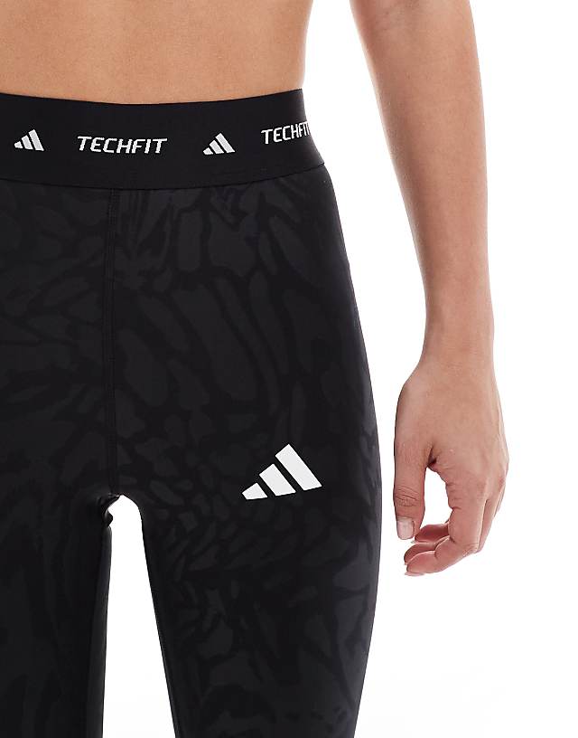 Asos Adidas Training Tech Fit 7/8 Leggings In Black Print