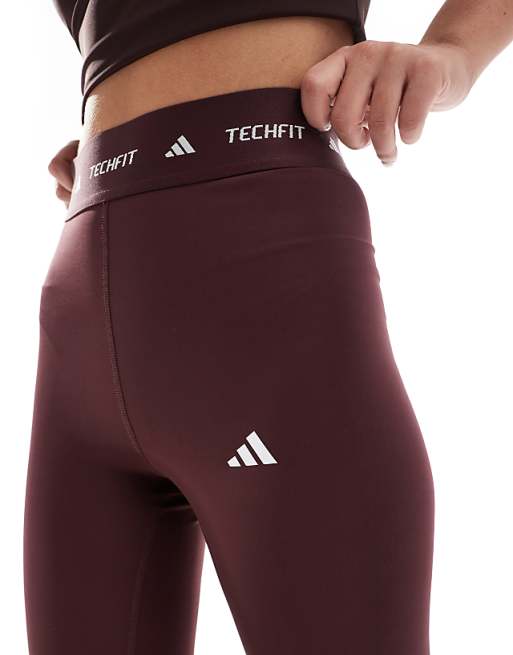Asos Adidas Training Tech Fit 7/8 Sculpt Leggings In Burgundy