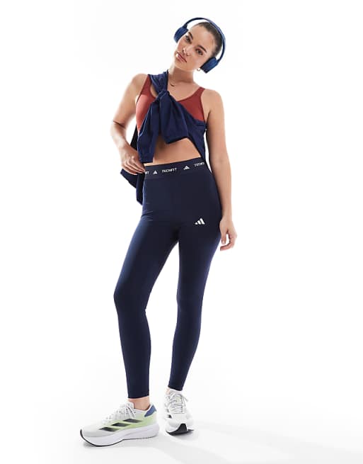 Asos Adidas Training Tech Fit 7/8 Sculpt Leggings In Navy