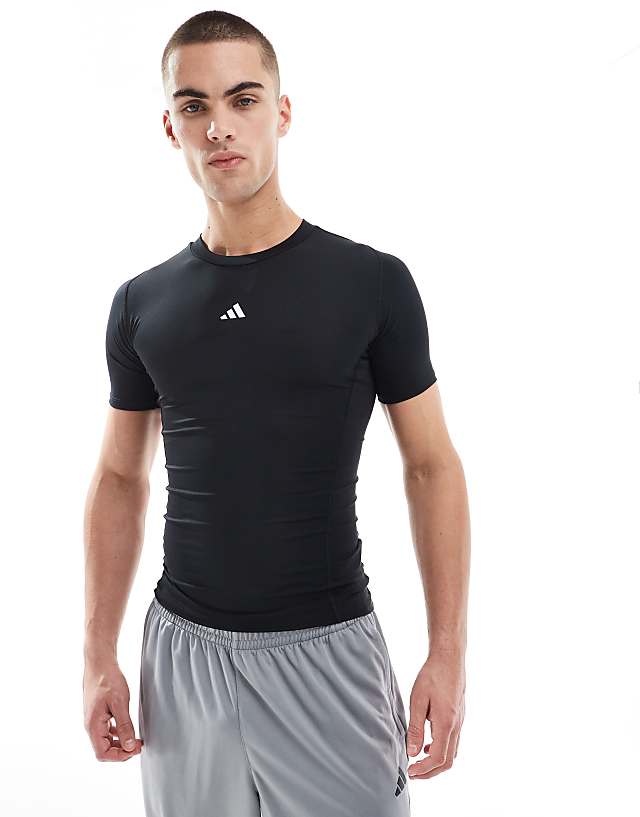 asos adidas Training Tech Fit base layer t-shirt in black