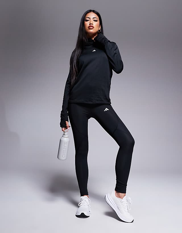 Asos Adidas Training Tech-fit Cold Ready High Neck Top In Black