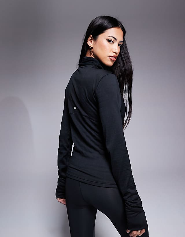 Asos Adidas Training Tech-fit Cold Ready High Neck Top In Black