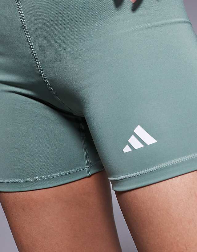 Asos Adidas Training Tech Fit Shorts In Silver Green
