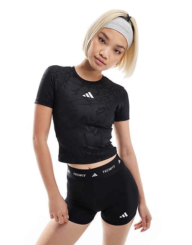 asos adidas Training Tech Fit t-shirt in black print