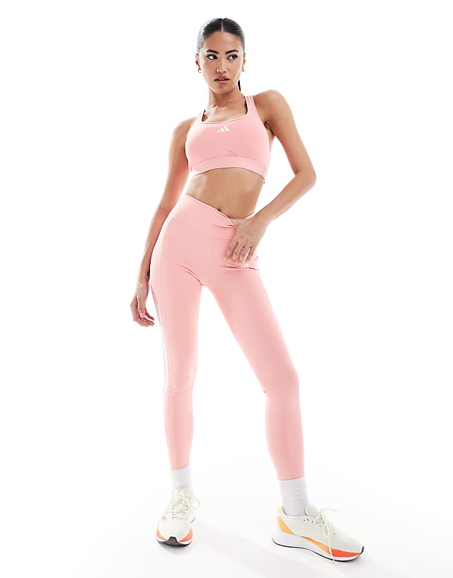 Asos Adidas Training Techfit Medium-support Sports Bra In Pink