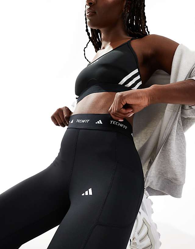 Asos Adidas Training Techfit Stash Pocket Full-length Leggings In Black