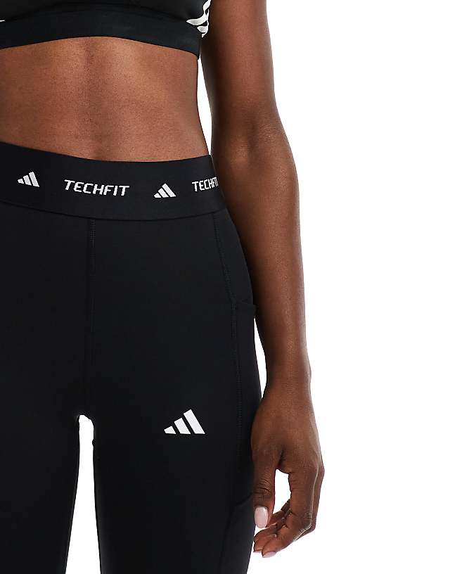 Asos Adidas Training Techfit Stash Pocket Full-length Leggings In Black