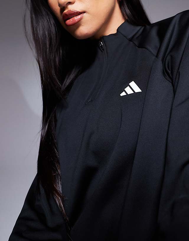 Asos Adidas Training Train Essentials 1/4 Zip Top In Black