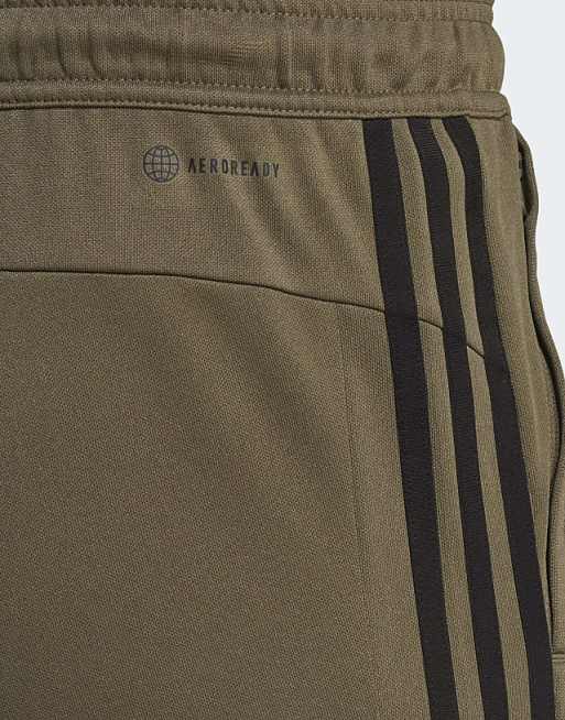 Asos Adidas Training Train Essentials 3 Stripe Joggers In Khaki