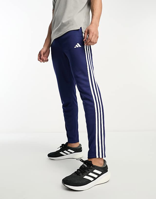asos adidas Training Train Essentials 3 stripe joggers in navy