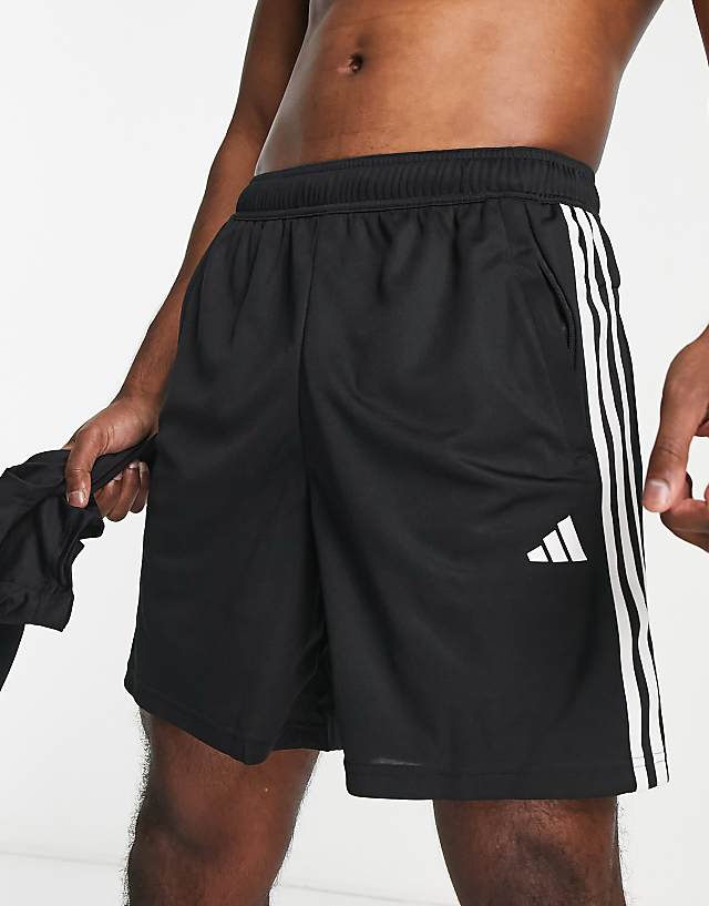 Asos Adidas Training Train Essentials 3 Stripe Shorts In Black