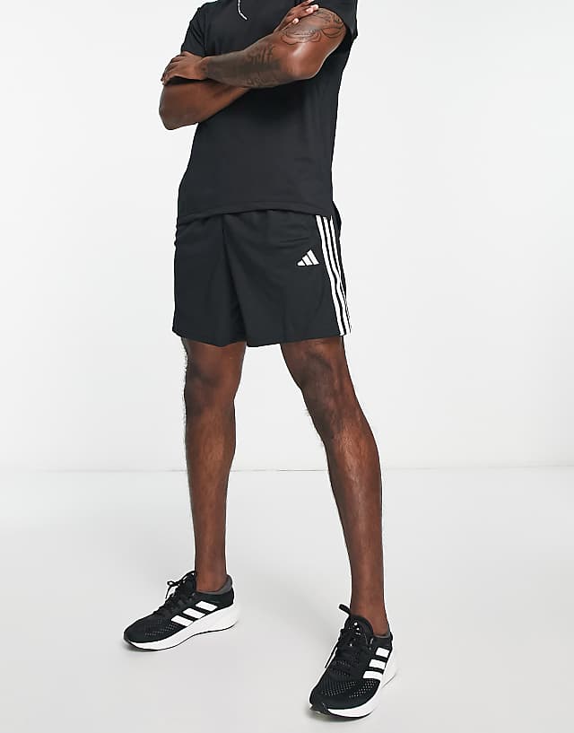 asos adidas Training Train Essentials 3 stripe shorts in black