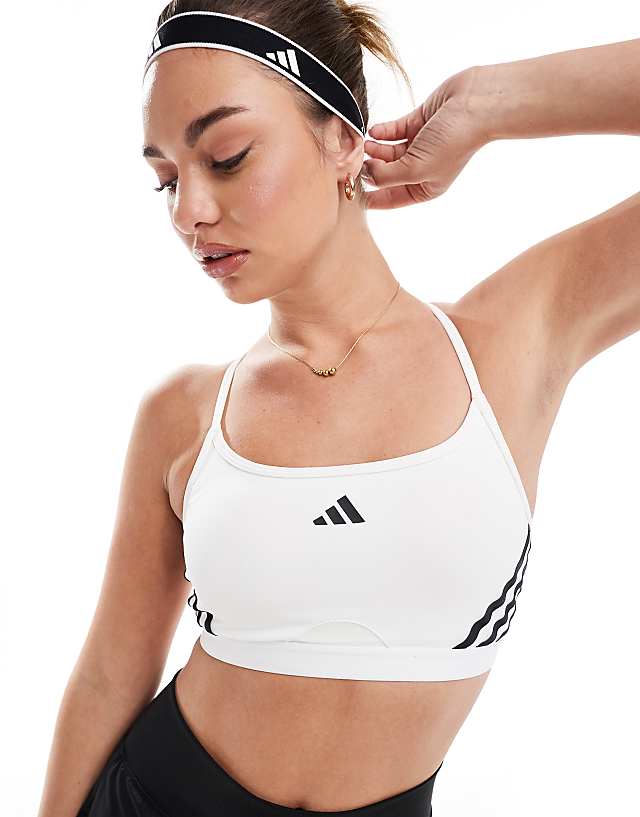 asos adidas Training Train Essentials low support sports bra in white