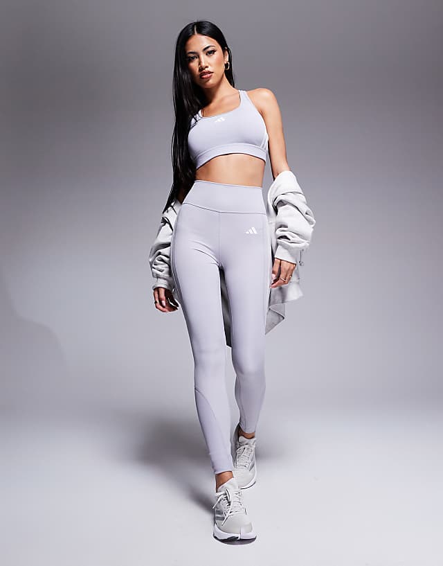 Asos Adidas Training Train Essentials Mid-support Sports Bra In Grey