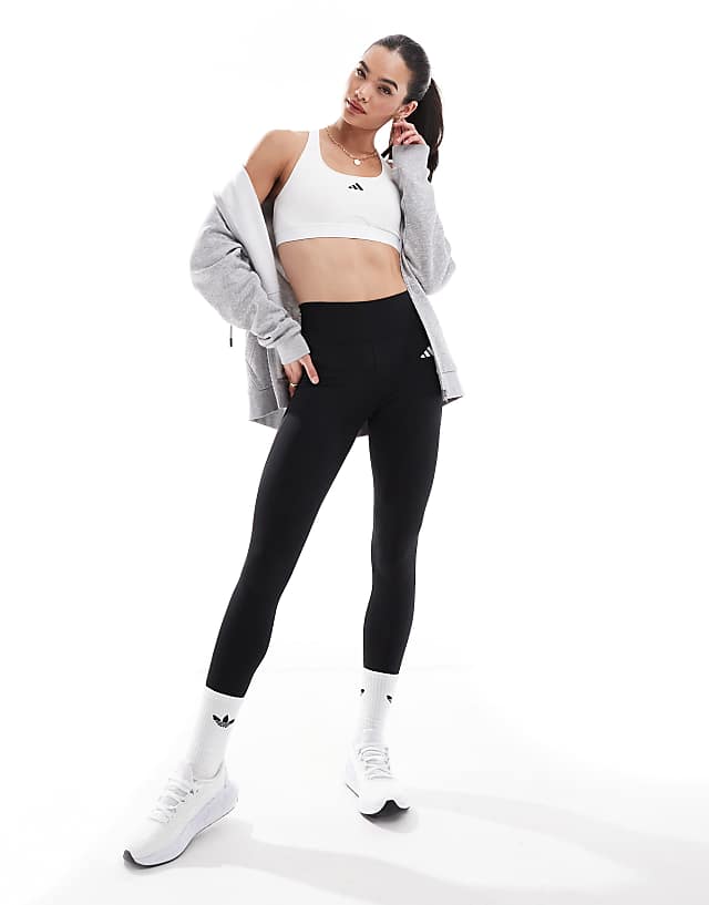 Asos Adidas Training Train Essentials Mid Support Sports Bra In White