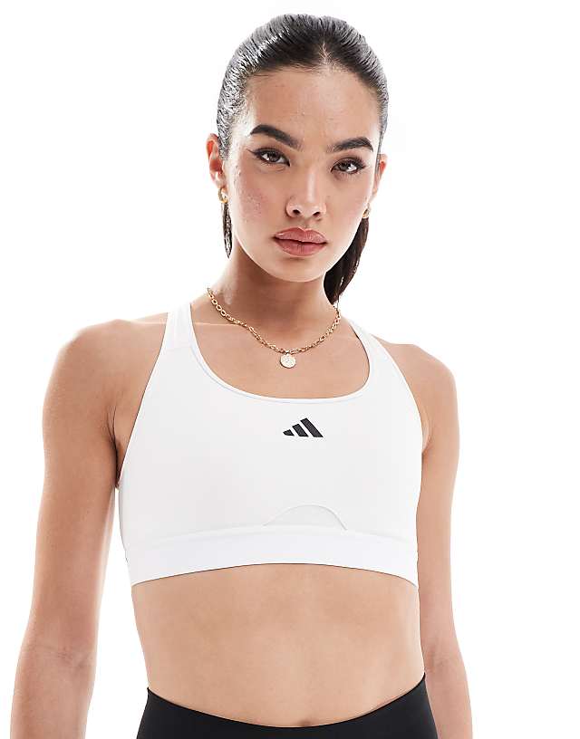 Asos Adidas Training Train Essentials Mid Support Sports Bra In White