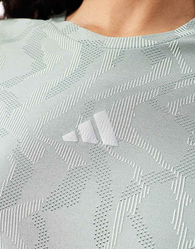 Asos Adidas Training Ultimate T-shirt In Silver Green Print