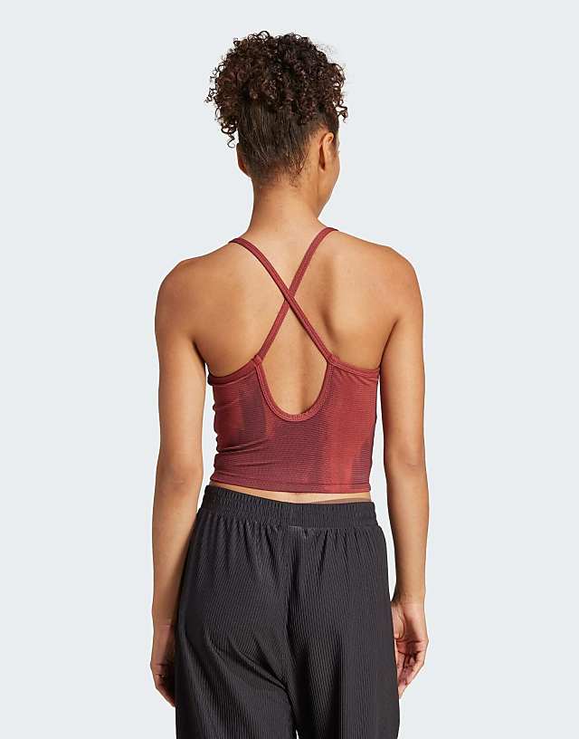 Asos Adidas Training Yoga Strap Back Vest Top In Burgundy Print