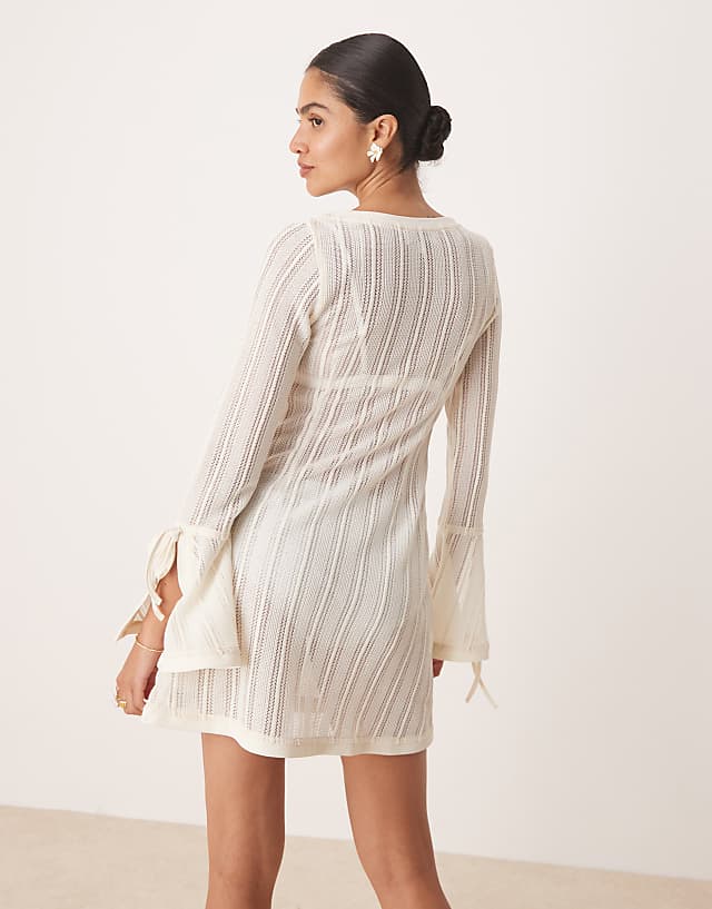Asos Amy Lynn Embellished Knit Button Through Mini Dress In Cream