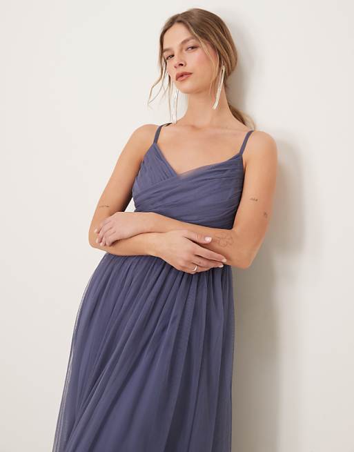 Asos Anaya Cami Maxi Bridesmaid Dress In Indigo Blue
