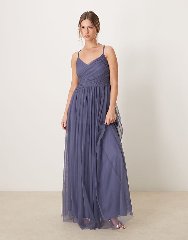 asos Anaya Cami maxi bridesmaid dress in indigo blue