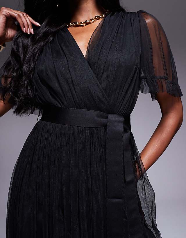 Asos Anaya Faux Wrap Maxi Dress With Sash Belt In Black