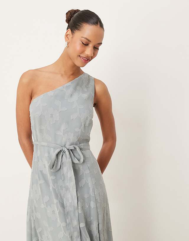 Asos Anaya Floral Burnout One Shoulder Maxi Dress In Cloud Blue