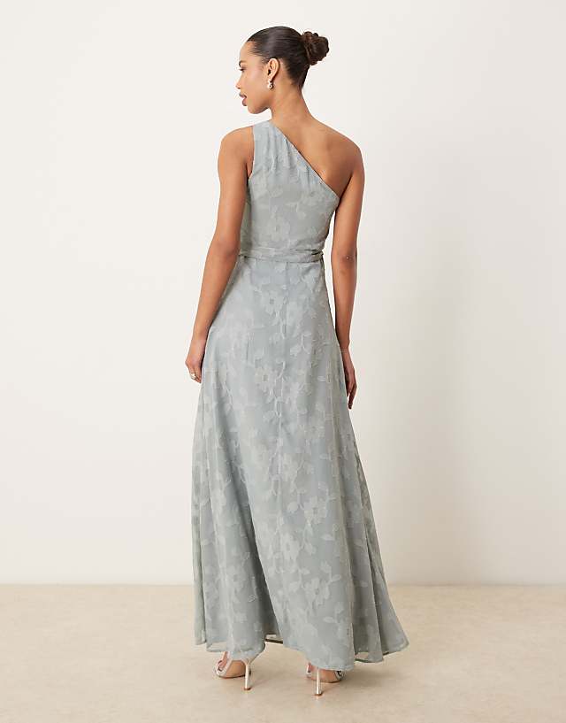 Asos Anaya Floral Burnout One Shoulder Maxi Dress In Cloud Blue