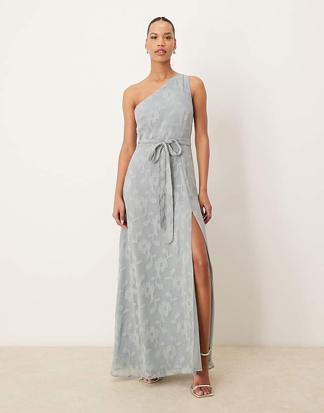 asos Anaya Floral burnout one shoulder maxi dress in cloud blue