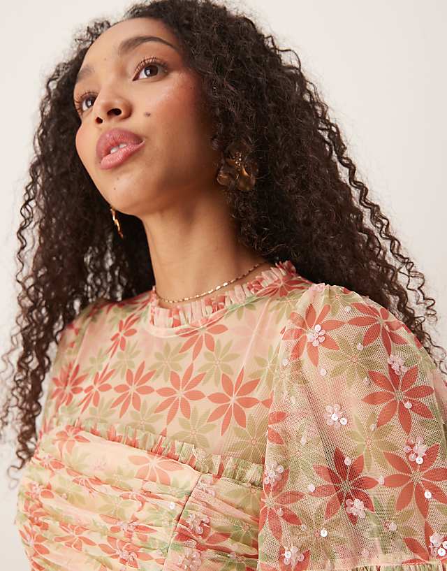 Asos Anaya Floral Print Gathered Midaxi Dress In Multi