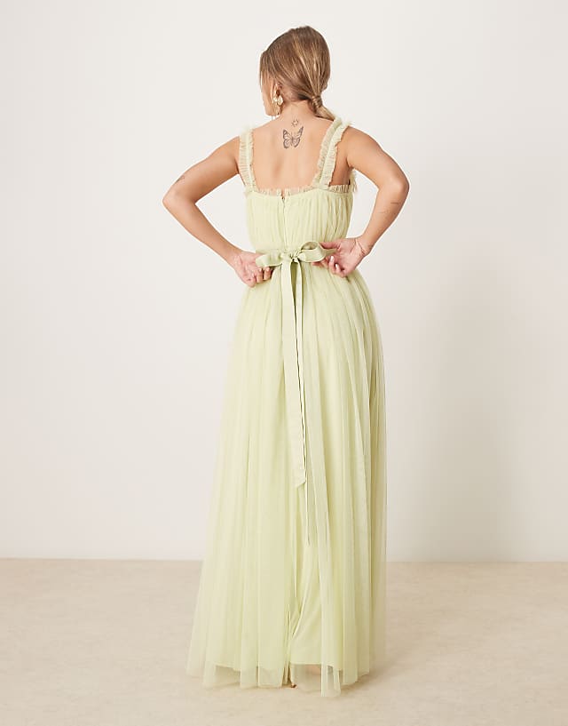 Asos Anaya Frill Faux Wrap Strappy Maxi Dress In Spring Green