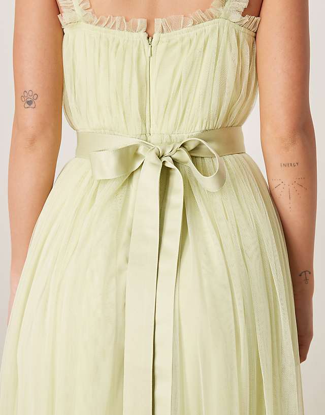 Asos Anaya Frill Faux Wrap Strappy Maxi Dress In Spring Green