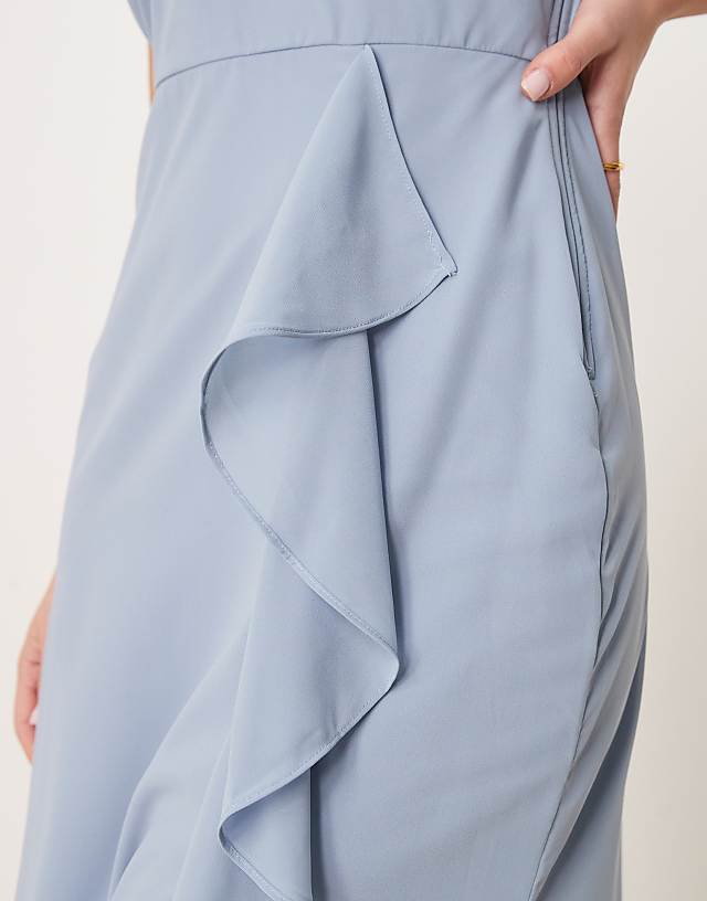 Asos Anaya One Shoulder Maxi Bridesmaid Dress In Soft Blue