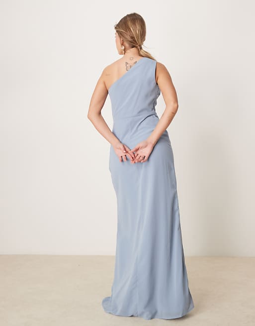 Asos Anaya One Shoulder Maxi Bridesmaid Dress In Soft Blue