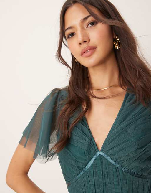 Asos Anaya Ribbon Detail Bridesmaid Midi Dress In Emerald Green