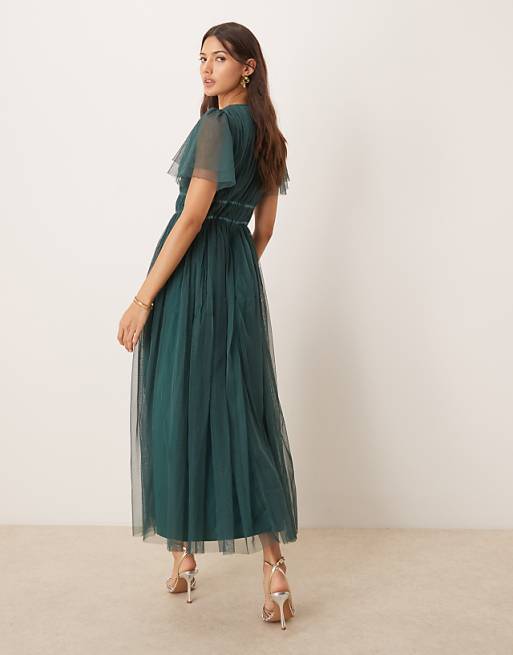 Asos Anaya Ribbon Detail Bridesmaid Midi Dress In Emerald Green