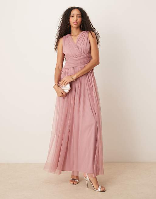 Asos Anaya Sleeveless V Neck Bridesmaid Maxi Dress In Blush Pink